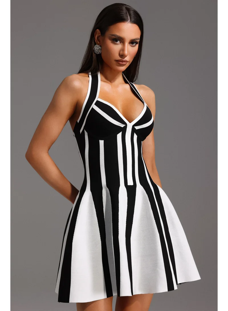 Bella Barnett  Eudora Halter Sleeveless Streak Bandage Mini Dress for Women | Best Price UAE